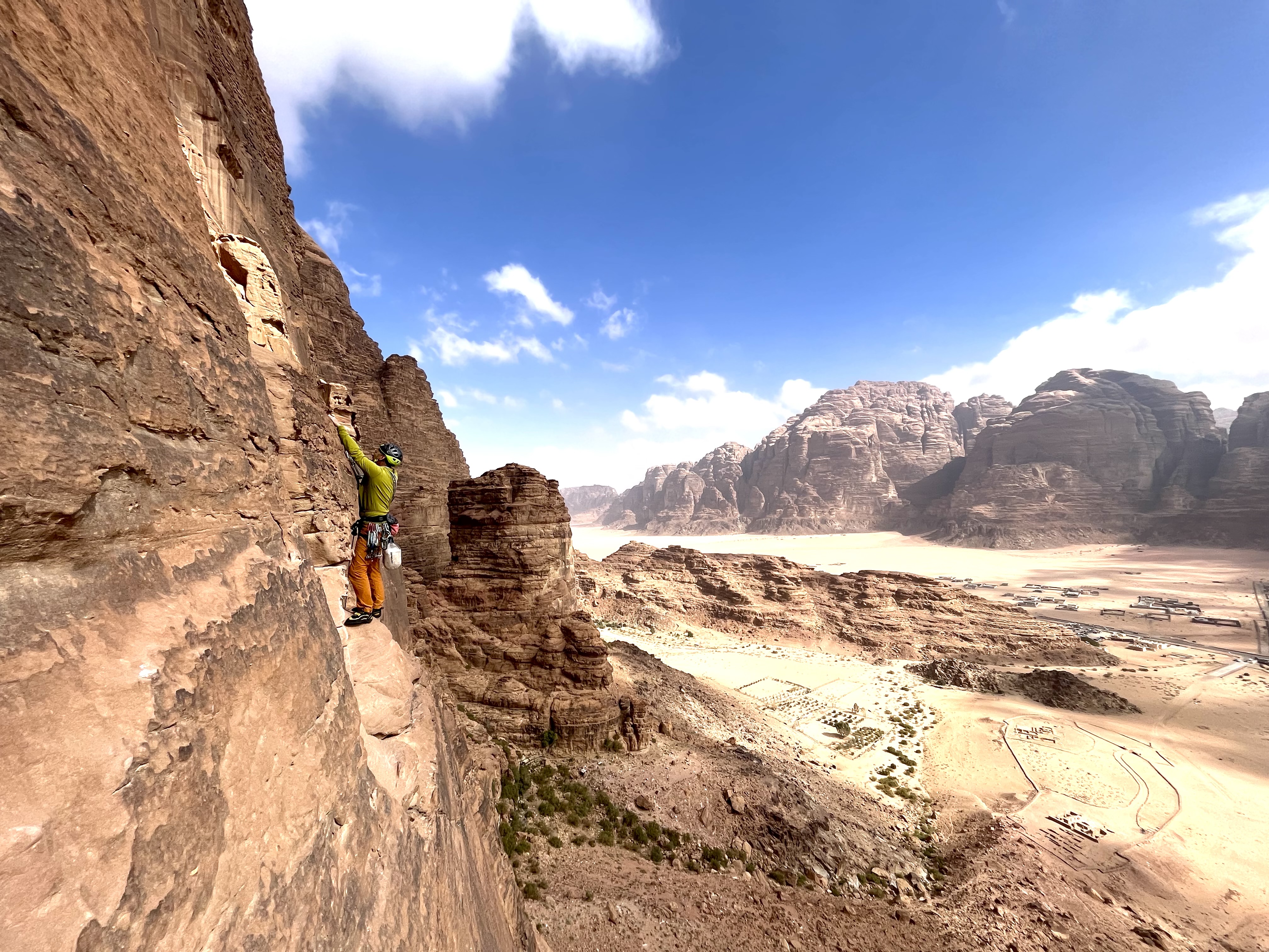 Rock climbing in Wadi Rum, Jordan